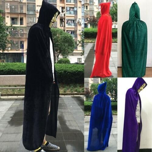 Women Men Velvet Hooded Vampire Cape Cloak Halloween Fancy Clothes Anime Cosplay Costumes