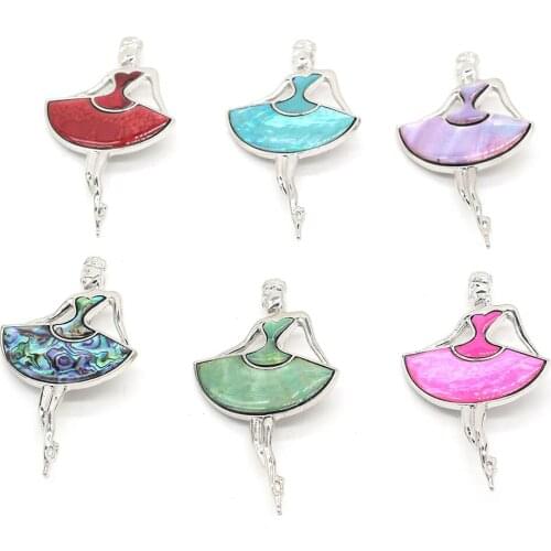 1pcs New Natural Shell Girl Shape Shell Brooches Pins for DIY Women Girls Accessories Gift Size 45x80mm