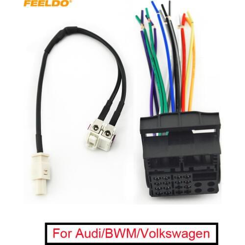 FEELDO 5Set Car Stereo Head Unit Wiring Harness With FAKRA Y Spliter(1Jack To 2Plug) For Audi/BWM/Volkswagen/Mini/Dodge Radio