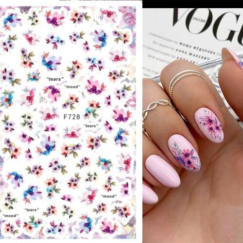 1pcs 3D Nail Sticker Decals Flower Leaf Series Designs Nail Art Decorations Foil Manicure Summer Style Stickers for Nails