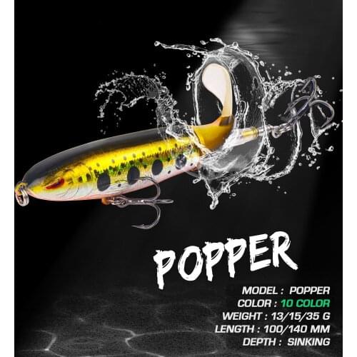 1Pcs Whopper Plopper 10cm/14cm Topwater Fishing Lure Artificial Bait Hard Ploppe Soft Rotating Tail Fishing Tackle Fishing Bait