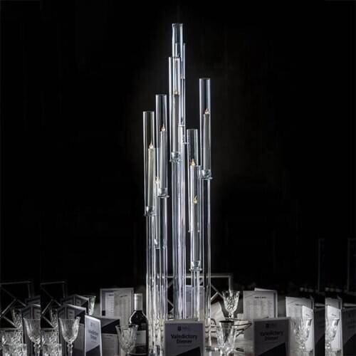10pcs)100cm wedding ceremony set crystal 10 arm candelabra acrylic cylinder candle holder yudao126