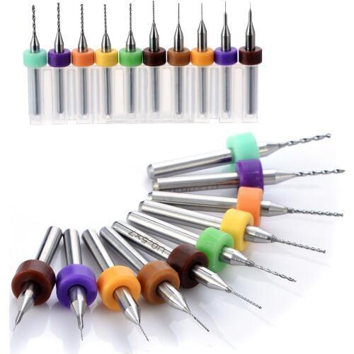 10pcs/set Hard Alloy PCB Carbide Micro Twist Drill Bits Set Jewelry Rotary Tool 0.1mm-1.0mm