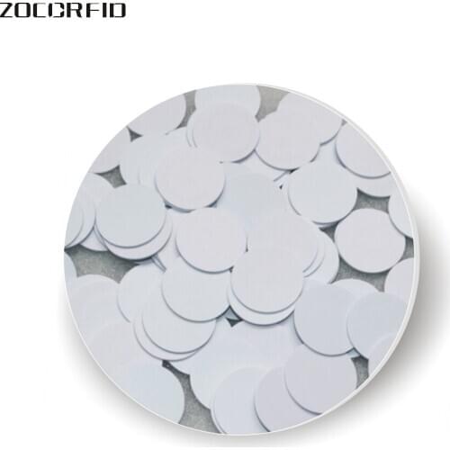 100pcs/lot 20mm-3M 13.56MHZ S50 F08 NFC Tags FM11RF08 IC Card ISO14443A Coin Card 20mm Plastic White