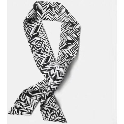 2021 summer womens scarf luxury brand black and white striped imitation silk scarf shawl fashion bag ribbon ladies headband C39