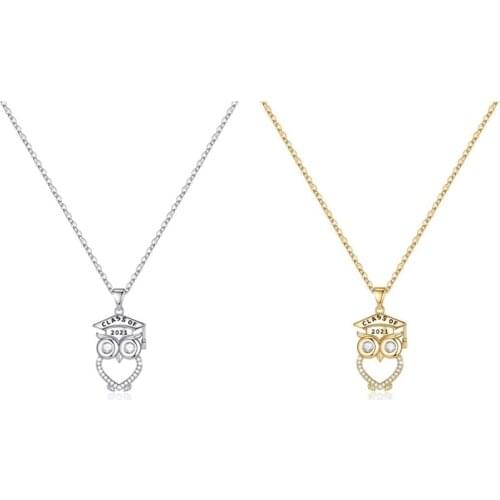 2021 Graduation Season High Quality Owl Pendant New Zircon Charm Necklace Jewelry Gift For Friends And Classmates