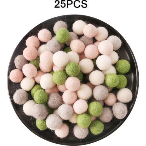 25PCS 20mm Wool Balls Handmade DIY Crafts Accessories Colorful Felt Balls Decorations Kids Room Decoration Home Decor Wool Ball