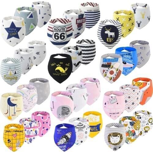 3Pcs/Lot Soft Comfortable Colorful Organic Cotton And Baby Bandana For Boys &Girls Infant Adjustable Snaps Saliva Baby Bibs DS9