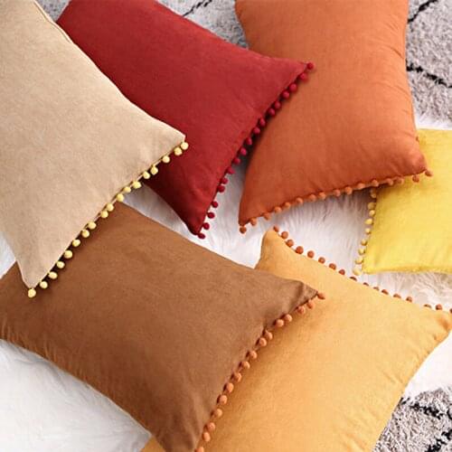 30x50cm/50x50cm Nordic Style Velvet Pom Pom Pillowcase Velvet Throw Pillow Covers For Couch Sofa Bed Car Decor Cushion Covers
