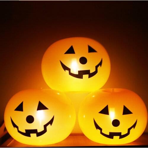 5/10PCS LED Light Halloween Balloon Pumpkin Lantern Latex Balloon Inflatable Toy Halloween Party Home Decorations