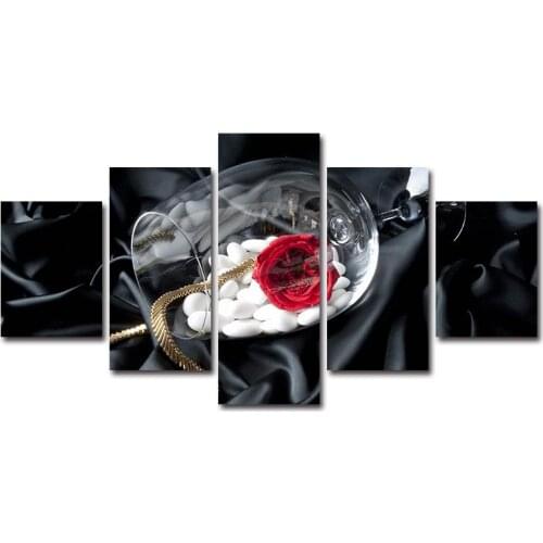 5pcs/set Black Modular Canvas Painting Home Decor Wall Art Pictures Decorative Posters and Prints Wall Pictures for Living Room