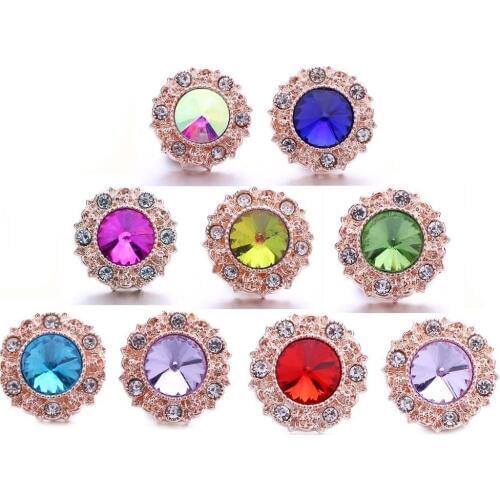 5pcs/lot New 18mm Snap Buttons Jewelry Rhinestone Mixed Round Metal Flower Snap Button Bracelet Necklace Ginger Charms Jewelry