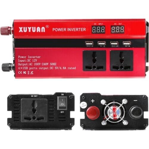 5000W Solar Power Inverter Sine Wave LED 4 USB DC12/24V To AC110V/220V Convert E7CA