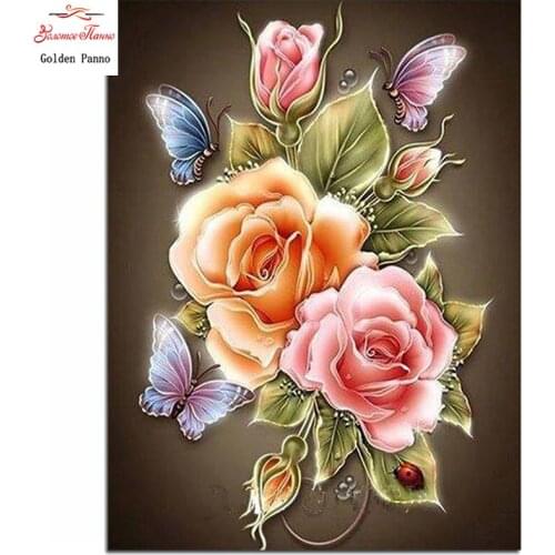5D DIY Diamond Painting scenery Butterfly Diamond Embroidery rose flowers Cross Stitch Rhinestone Mosaic Home decor gift