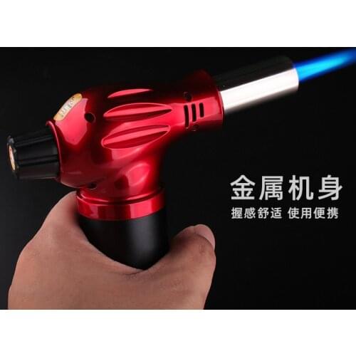 Large Firepower Flamethrower Lighters Inflated Wind Proof Direct Impact High Temperature Outdoor Barbecue Point Carbon Cigars