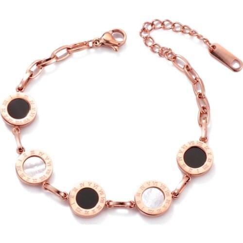 316L Titanium Steel Fading Roman Numerals Rose Gold Bracelet Simple Couple Ladies Jewelry