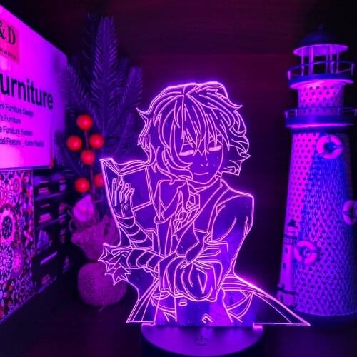 BUNGO STRAY DOGS DAZAI BOOK 3D Anime Lamp Led Nightlights Illusion 7 Color Changing Table Lamp For Xmas Gift
