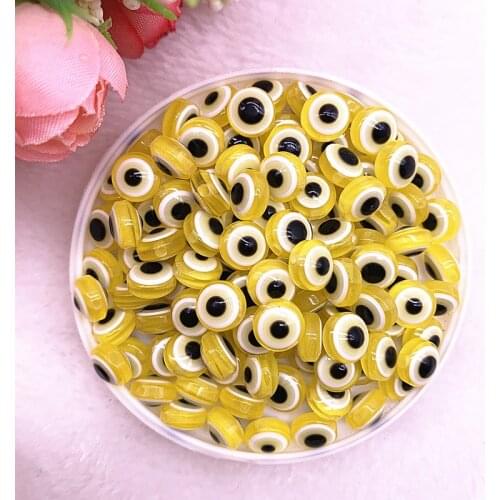 NEW 50PCS 8/10mm Oval Beads Evil Eye Resin Spacer Beads for Jewelry Making DIY Bracelet Beads #11