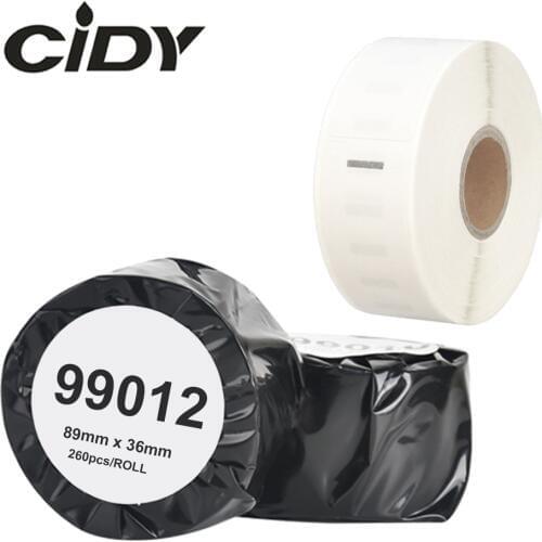 CIDY 1 roll Compatible for Dymo 99012 Label 36*89mm 260Pcs/Roll Compatible for LabelWriter 400 450 450Turbo Printer SLP 440 450