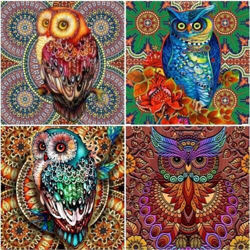 EverShine Diamond Embroidery Animal Picture Of Rhinestones Diamond Painting Kit Owl Cross Stitch 5D DIY Beaded Handicraft
