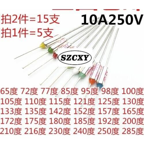 Hot selling ,original Temperature fuse 10A 250V 90C=5PCS 95C=5PCS 100C=5PCS 280C=5PCS 300C=5PCS