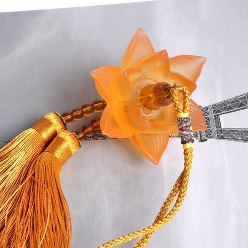 Crystal Flower Car Hanging Accessories Lotus Flower Ornament Pendant Car Rearview Mirror Hanger Crystal Hanging Decoration Gift
