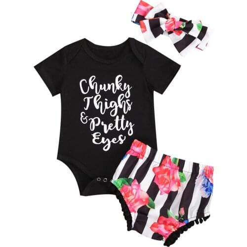 3Pcs Infant Newborn Baby Girl’s Clothes Letter Sleeveless Jumpsuit Flower Hairball Wrapped Pants with Headband