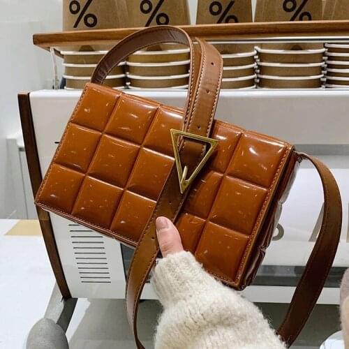 Lattice Square Crossbody bag 2021 New High-quality Patent Leather Womens Designer Handbag High capacity Shoulder Messenger Bag