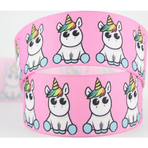 Lovely Hot pink 5/8" printed grosgrain 16mm unicorn ribbon 10/25 yards DIY hair bows wedding derection ift wrapping ribbons