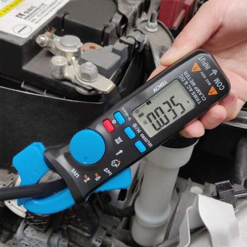 Clamp Meter DC/AC Current True RMS Auto-Ranging 6000 Counts Multimeter Live Temperature Capacitance Tester with Back Clip