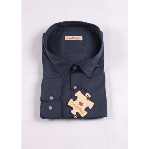 Gentilbay Mens Digital Lcyra Printed Cotton Fabric Navy Slimfit Sport Long-Sleeve Dress LCD005 Shirt