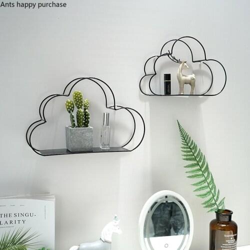 Nordic Wind Wall Storage Rack Bedroom Decoration Display Stand Cloud Shape Rack Metal Display Stand Wall Decoration Frame
