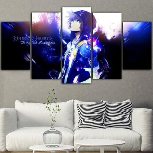 5 Piece Wall Art Canvas Game Poster Kingdom Hearts Picture And Prints Modern Home Wall Mounted Living Room Decoration Paintings