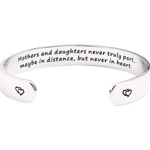New Charm Bracelets for Women Mothers and Daughters Cuff Bangle Bracelet Love Pulseiras Silver Stainless Steel Bangles Jewelry