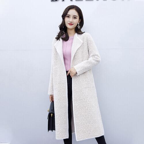 Slim-fit Imitation Mink Cashmere Long Coat Autumn and Winter New Loose Woolen Coat Cardigan Sweater Women High Quality f1855