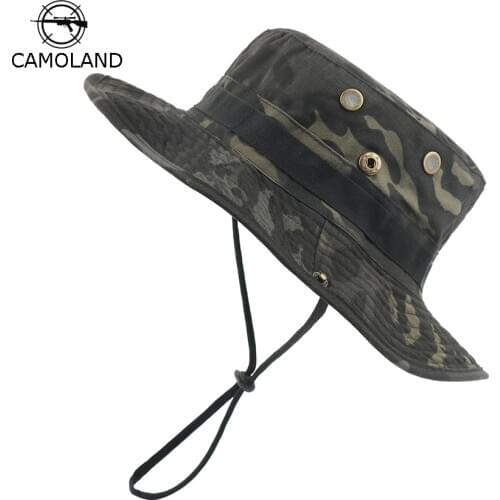 Men Women Bucket Hat Outdoor Fishing Boonie Hat UV Protection Panama Hat Hiking Sombrero Army Tactical Camouflage Sun Hat Men