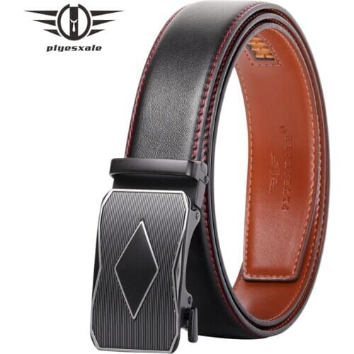 Plyesxale Automatic Buckle Belt For Men 2020 Luxury Brand Genuine Leather Belt Men High Quality Designer Black Mens Belts B95