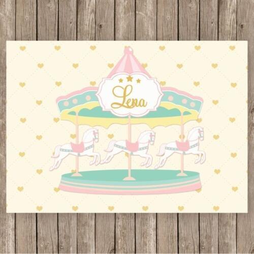 Custom Carousel Pastel Colors Pink Mint Cream Yellow Gold Heart background Computer print party backdrop