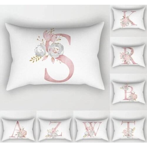Pink Letter Cushion Cover 30x50 Polyester Linen Pillowcase Sofa Cushions Decorative Throw Pillows Cover Home coussin canapé