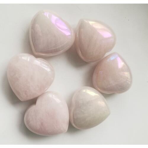 Pink rose quartz crystal titanium rainbow aura heart natural stones and crystals home decoration reiki healing for sale