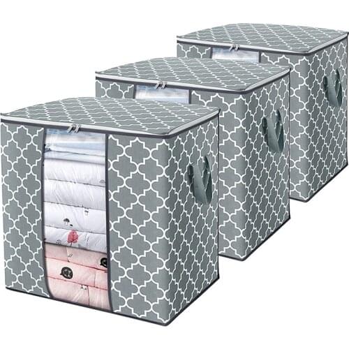 Foldable Storage Box Portable Clothes Organizer Tidy Pouch Suitcase Non-woven Home Storage Box Quilt Storage Container Bag Box