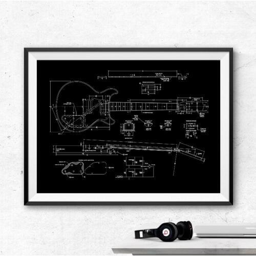 Gibson Les Paul Special Guitar Patent Art Posters Music Wall Art Canvas Painting Prints Men Gift Luxury Decor Guitar Player Gift