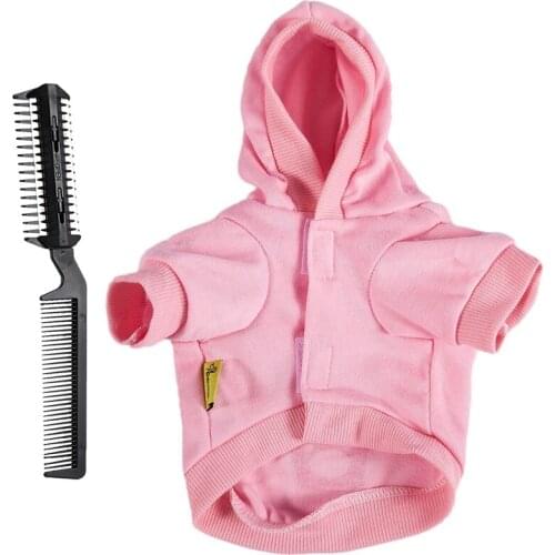 Pet Hair Trimmer Grooming Comb 2 Razor Cutting & Dog Cat Clothes Jersey Knitwear Warm Vest (Pink, XS)