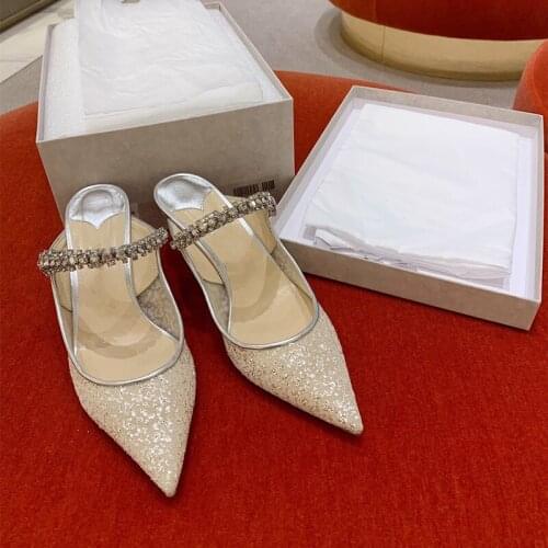 Fashion Women Lady mesh Sequins Glitter Mary Janes Poined Toe high heels shoes Slingback sandals pumps Wedding Shoes