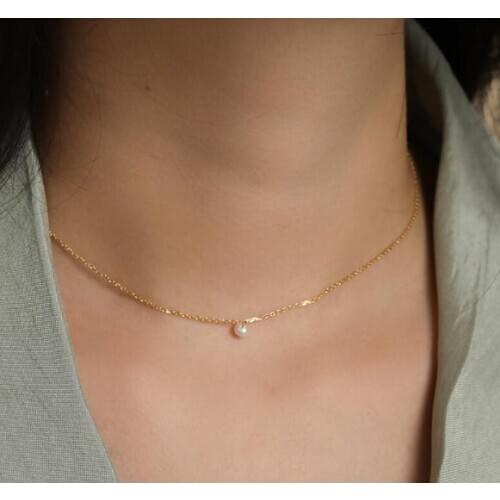 Luck Jewelry Choker Necklace Mini Pearl 4-5mm S925 Silvers Gold Color Women Nice Gift Less Is More Boho Necklace New Arrival