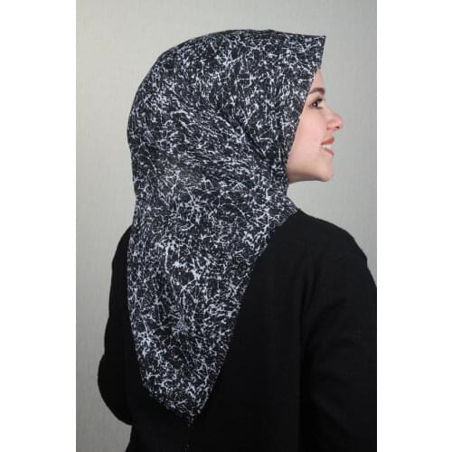 VERTU LINEN FLAMLI SCARF BLACK WHİTE SERIES-DESEN-28-RENK-09