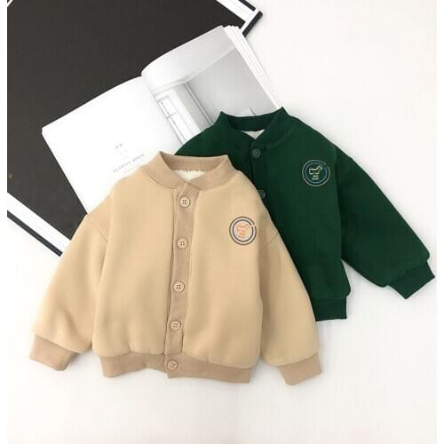 Winter Jackets For Boys New Fashion Kids Plus Velvet Warm Coats 2-6 Y Baby Boy Casual Cartoon Dinosaur Print Jacket Kids Clothes