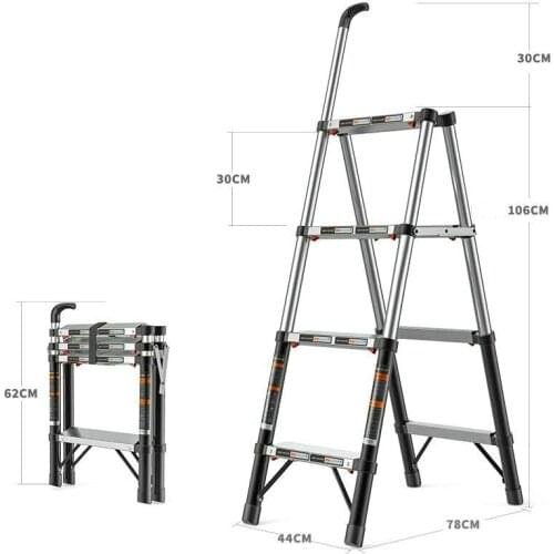 1.36M Aluminum Alloy Multifunctional Telescopic Ladder Home Folding Herringbone Ladder Reinforced Anti-sway Engineering Ladder