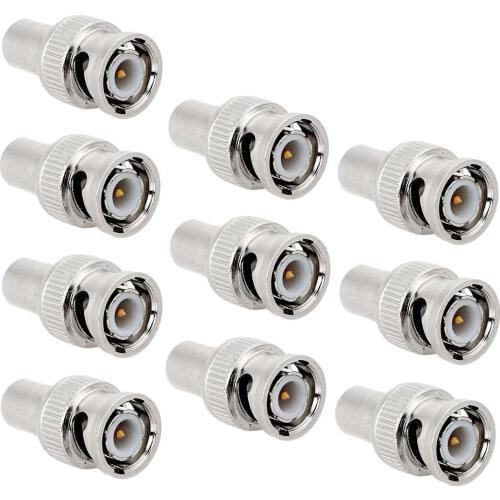 10pcs BNC Male to RCA Female Coax Cable Connector Adapter F/M Coupler for CCTV Camera DVR/AV Devices