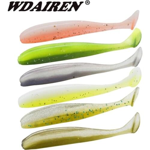 20pcs/lot worms T Tail soft Lure 60mm 1.5g Fishing Wobbler Tackle Artificial shrimp odor With salt rubber Lures Bass Pesca